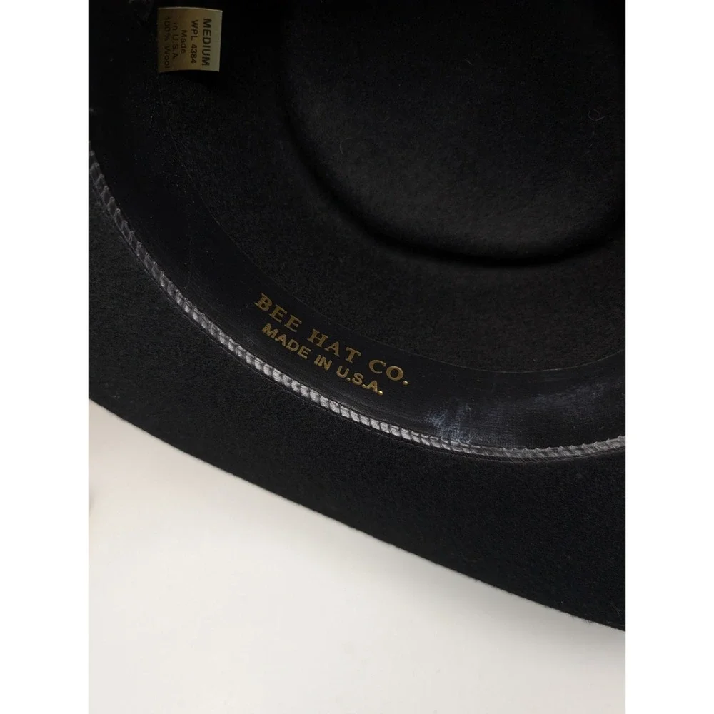 Vintage Black Felt Wool Western Cowboy Sun Hat Festival Boho Men's Medium USA